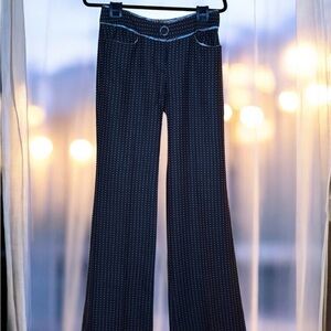 Wendy Hil Brown and Blue Patterned Flare Pants